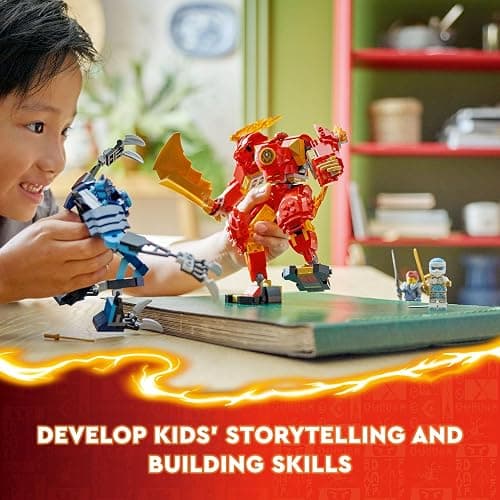 LEGO NINJAGO Kai’s Elemental Fire Mech Action Figure, Mini Ninja Toy for Kids with Customizable Red Ninja Figure Plus Kai and Zane Minifigures, Adventure Set for Boys and Girls Ages 7 and Up, 71808 thumbnail 5