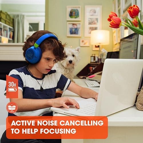 JBL JR 460NC - Wireless Over-Ear Noise Cancelling Kids Headphones - White thumbnail 4