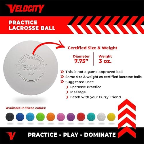 Velocity Lacrosse Balls - 1, 2, 3, 6, 12, 18, 24, 36, 60 and 120 Packs - for Practice, Official NFHS and College Approved Size thumbnail 2