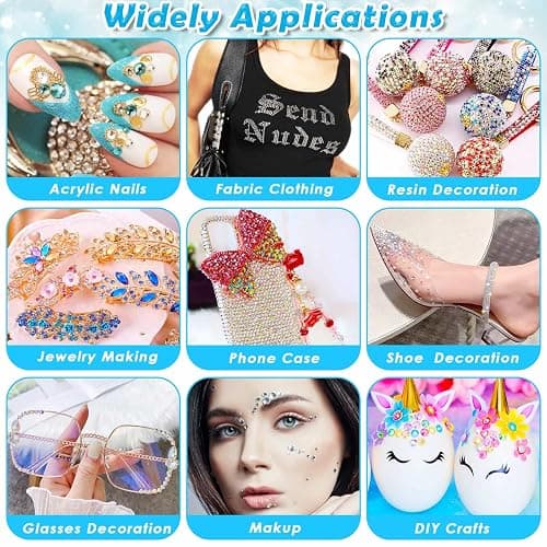 B7000 Jewelry Glue with Rhinestones for Clothes, 4500Pcs Craft Rhinestones Gems with Clear Rhinestone Glue for Fabric with Wax Picker Pencil and Tweezers for Crafting Jewelry Making and Nail Art thumbnail 7