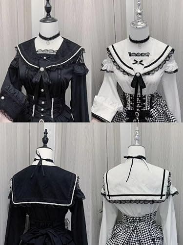Pokn Lolita Shirts Jirai Kei Fashion Kawaii Clothing Cutecore Shirts Women Lace Mesh Sheer Short Sleeve Blouse Gothic thumbnail 7