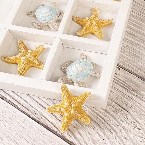 pechpell Wooden Tic Tac Toe Game Board with Resin Sea Turtle Starfish, Beach House Coastal Theme Room Coffee Table Decor, Beachy Living Room Tabletop Decorations for Home, Ocean Gifts thumbnail 4