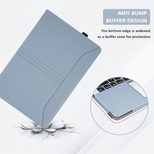TYTX Compatible MacBook Pro Case 13 Inch, PU Leather Laptop Cover for 2016-2024 Model M2 A2338 M1 A2251 A2289 A2159 A1989 A1708 A1706, with Vents and Stand Function, GrayBlue thumbnail 4