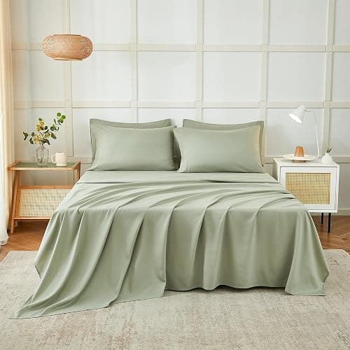 ILAVANDE Queen Sheets Set 6 Piece,Hotel Luxury Super Soft 1800 Series Microfiber Queen Bed Sheets Set-Wrinkle Free & Breathable-14 Deep Pocket Sheets for Queen Size Bed(Queen,Sage Green) thumbnail 2