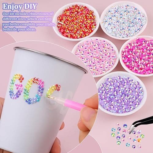 TINKRSTUFF Bedazzling Kit 50000Pcs 3mm Jelly Rhinestones - Diamond Art | 40 Colors Flatback Bedazzler Gems, 3Pcs B7000 Jewelry Glue, Bedazzle Tools for Books Nail Art, Birthday Gifts for Women thumbnail 3