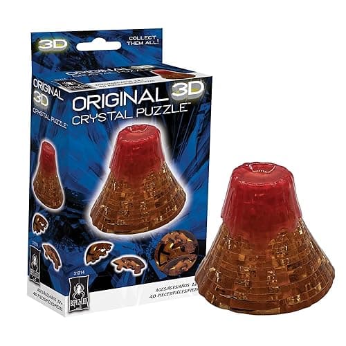 BePuzzled, Volcano Original 3D Crystal Puzzle, Perfect for Puzzlers Ages 12 and Up, Challenging to Complete and Beautiful to Display, Collect Them All