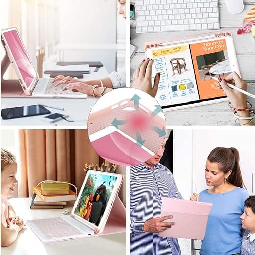 MMK for iPad 9th Generation Case with Keyboard, for iPad 8th 7th Generation Case with Keyboard (Wireless Detachable & Pencil Holder), iPad 10.2"/iPad Air 10.5"(3rd Gen)/iPad Pro 10.5" (Pink) thumbnail 7