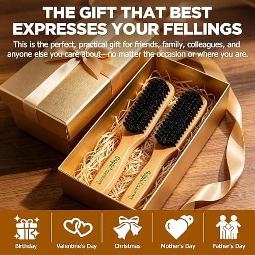 Boar Bristle Slick Back Hair Brush for Smooth Flyaways, Frizz, Sleek Ponytail, Buns and Edge Baby Hair, Teasing | Hair Comb, Edge Brush, Teasing Brush Styling Accessories for All Hair Types thumbnail 9
