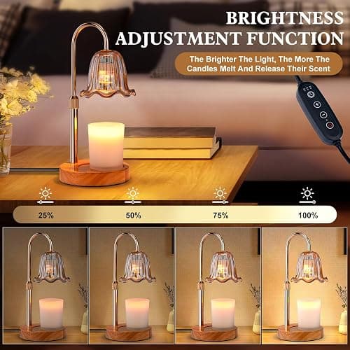 GOIUEDBZ Candle Warmer Lamp Electric: Timer Dimmer Candles Warming Jar Light - Height Adjustable Dimmable Warmers Lamps - Flower No Flame Lamps with Heat Warm Melt Wax - Home Bedroom Decor Table Light thumbnail 4