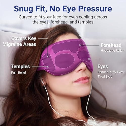 Cooling Eye Mask for Puffy Eyes: Fsa Eligible ltems Hsa, Migraines Headache Fast Relief After Surgery Care Cold Compress, Reusable Face Ice Pack Gel for Dark Circles, Gentle Weighted Sleep Mask Purple thumbnail 4