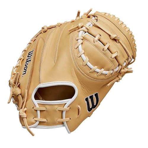 Wilson Fall 2024 A1000® CM33 33” Baseball Catcher’s Mitt - Blonde/Black/White, Right Hand Throw thumbnail 2