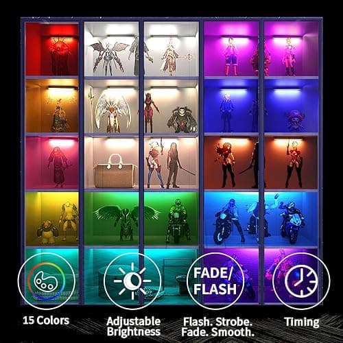 Under Cabinet Lighting, Under Counter Lights for Kitchen 5 Packs 48 LED 15 Color Temps Dimmable Battery Operated RGB Lights with Remote Wireless Closet Lights for Bedroom Wardrobe Stair thumbnail 3