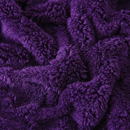 Linecooo Deep Purple Fleece Throw Blanket 50”×60” for Couch Sofa Bed,Super Soft Cozy Plush Microfiber Flannel Blanket with 3D Checkered Design Lightweight for Adults,Woman,Girls thumbnail 5