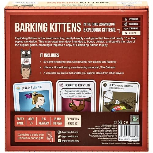 Barking Kittens Expansion Set - A Russian Roulette Card Game for Adults, Teens & Kids, Easy Family-Friendly Party Games - 20 Card Add-on - Expansion: Barking Kittens thumbnail 6