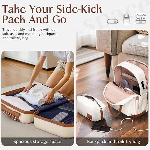 Coolife Luggage Set Hardside Suitcase,3 piece,Navy(BP/TB/20) | Suitcase Set,3 Piece Carry on,TSA LOCK,360° Smooth Spinner Wheels,YKK Zippers,Smart Trolley Sleeve thumbnail 6