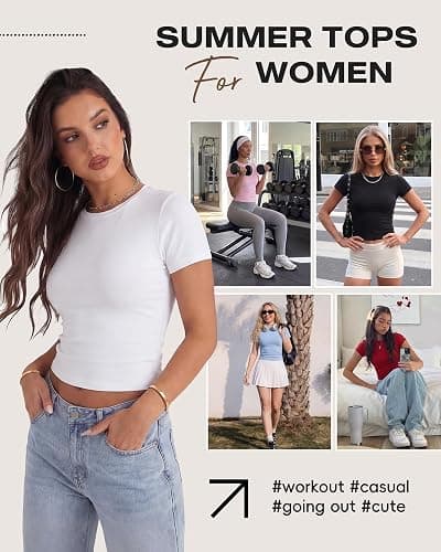 GAYHAY Shirts for Women - Slim Fit Short Sleeve Crop Top Crew Neck Casual Basic Tees Spring Summer Fashion Clothing 2026 thumbnail 4