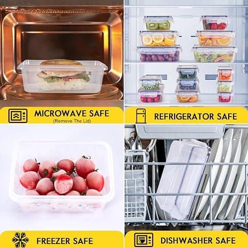 48Pcs Food Storage Container Set kitchen organizers Meal Prep Containers Lock Lids Reusable Plastic Lunch Box Snack Salad Containers 24 Boxes and 24 Lids Pantry and Kitchen Organization thumbnail 6