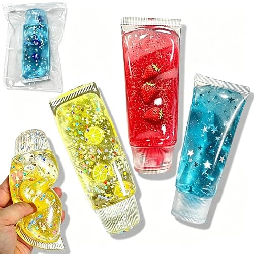 3PCS Bottle Squishy Fidget, Toothpaste Shaped Squishy, Soft Slow Rising TPR Squeeze with Fruit Charms, Cute Sensory Stress Relief and Anxiety Relief - Image 1