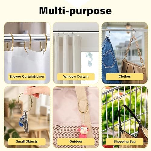 20Pcs Shower Curtain Hooks,Metal Oval Shower Curtain Hooks Roman Rings | Rustproof Decorative Shower Curtain Rings for Bathroom, Bathtub, Window, Balcony (20, Oval-Bronze) thumbnail 6