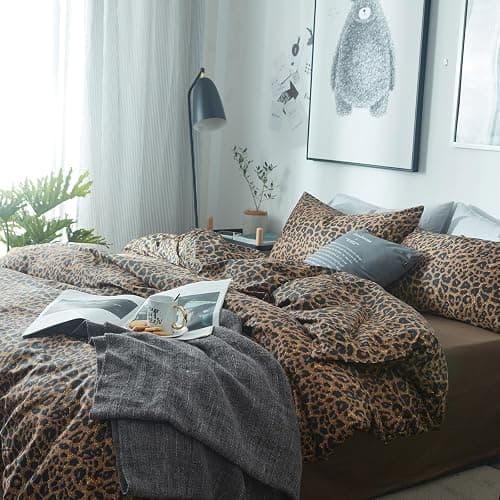 Leopard Print Comforter Set Full Size Animal Cheetah Printed Comforter 3 Pieces Fluffy Soft Microfiber Brown/Black Floral Bedding Set Farmhouse Boho Bed Comforter with 2 Pillowcases for All Season - Full (79"x90") - 2# Animal Cheetah Print thumbnail 5