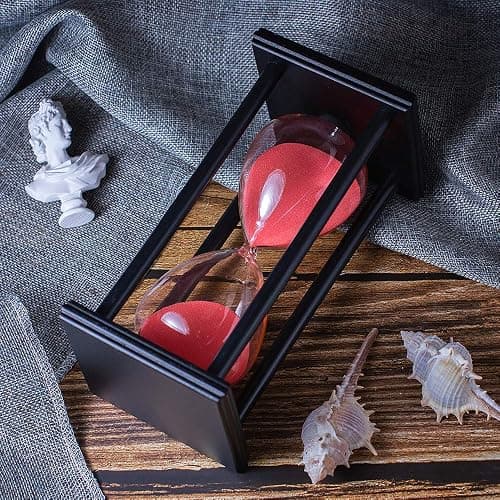 Hourglass Timer with Red Sand, 60 Minute Wooden Frame Sand Timer, Creative Handcraft Decoration thumbnail 4