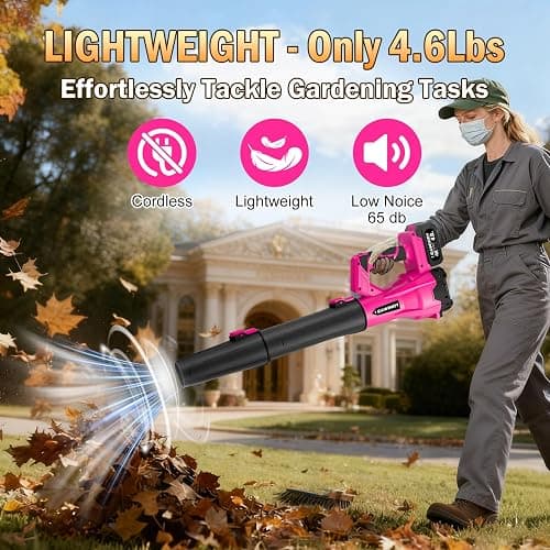 Cordless Leaf Blower, LEAWINDY 21V Battery Leaf Blower with 6-Speed Levels, Handheld Lightweight Blower & 2 Extended Tubes, Snow Blower for Blowing Leaves, Lawn, Garden, Garage, Yard thumbnail 5