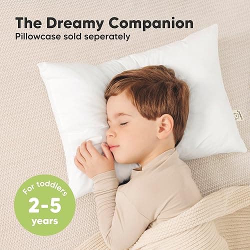 KeaBabies 2pk Toddler Pillows 2 Year Old to 5,13x18 Kids Pillow(Soft White) | Soft Organic Cotton Kids Pillow for Sleeping, Travel, School, Daycare, Nap, Toddler Bed, Machine Washable, Without Pillowcase thumbnail 3