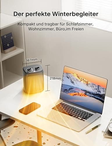 PELONIS Mini Elektrischer Heizlüfter 2000W mit zwei Heizstufen und Lüfter, Keramik-Tischheizung für Badezimmer, Schlafzimmer, Tischheizung mit Temperaturregelung thumbnail 6