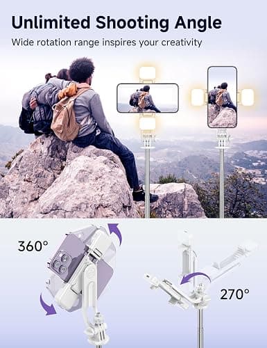 Selfie Stick Tripod with 2 Light, 3 Light Modes & 6 Brightness Levels Extendable Phone Tripod with Detachable Remote & Phone Holder, Portable Camera Tripod Compatible with iphone16 15 14 13/Android thumbnail 6