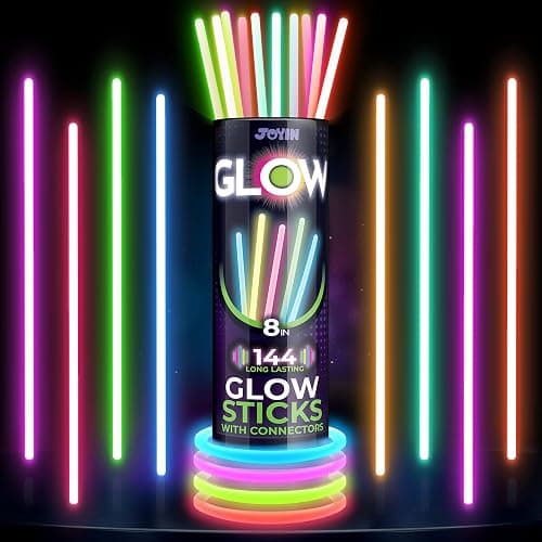 JOYIN 100 Pcs 8" Glowsticks, Bracelets Necklaces, Glow in the Dark Party Favors, Easter, Christmas, Halloween Supplies Pack, Football Party Supplies - 100 thumbnail 8