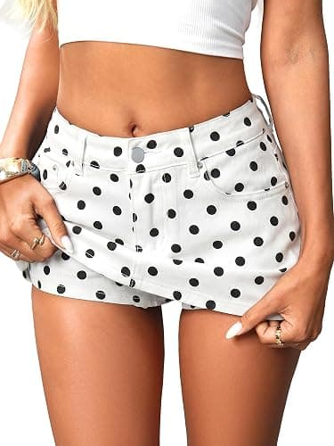 ELLEVEN Low Rise Mini Jean Skirt | Skirt with Shorts Underneath High Stretch Denim Skort Shorts Y2k Micro Skort with Pockets thumbnail 2