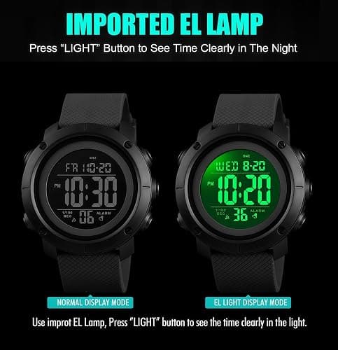 Digital Watch Sports Waterproof Military Back Light Small Watch for Men Black 1426 thumbnail 5