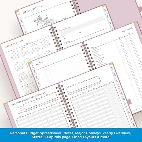 Blue Sky 2025-2026 Weekly and Monthly Academic Year Planner Calendar, July 2025 - June 2026, 5" x 8", Faux Leather Cover, Wirebound, Storage Pocket, Laminated Tabs, Imperial Rose thumbnail 6