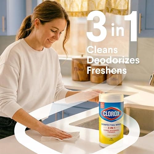 Clorox Disinfecting Wipes Cleaning Variety Pack, 75 Count, 3 Pack | Cleans, Deodorizes and Freshens, Kills 99.9 Percent of Viruses and Bacteria, Bleach Free, Crisp Lemon and Fresh Scent thumbnail 7