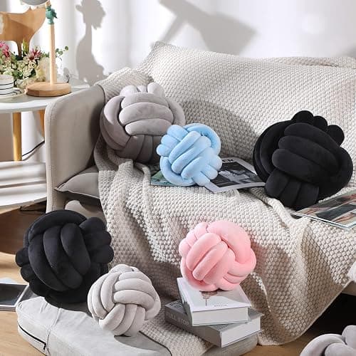 Namalu 7.87 Inches 2 Pcs Knot Pillows Decorative Throw Pillow, Black | Soft Knotted Plush Ball Pillows, Handmade Stuffed Ball Pillows, for Bedroom Sofa Couch Home Bedroom Decor thumbnail 4