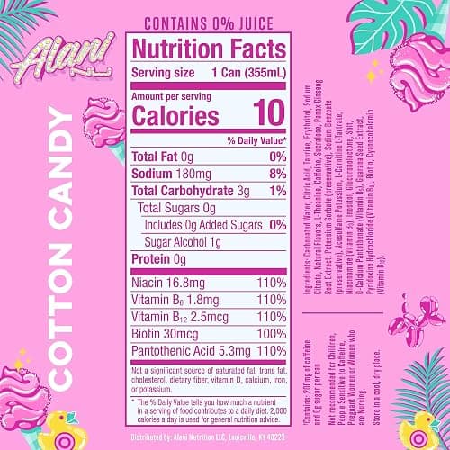 Alani Nu Cotton Candy Sugar Free Energy Drink (Pack of 12) thumbnail 2