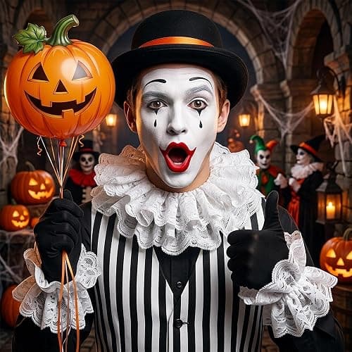 Parma77 Neck Ruffle Collar Cuffs Set, Detachable Clown Costume Accessories thumbnail 6