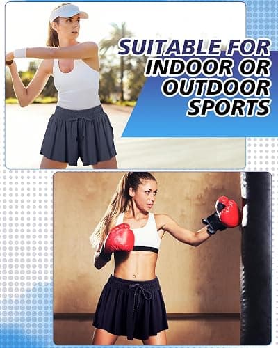 Didaey 3 Pcs Flowy Shorts for Women | 2 in 1 Butterfly Shorts with Pockets, Spandex Liner Running Shorts, Athletic Workout Womens Flowy Shorts thumbnail 6