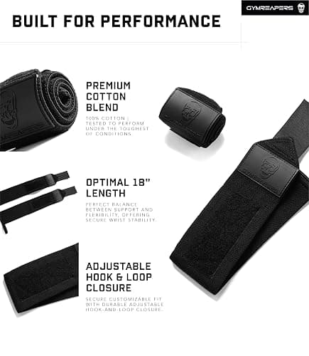 Gymreapers Weightlifting Wrist Wraps (IPF Approved) 18" Professional Quality Wrist Support with Heavy Duty Thumb Loop - Best Wrap for Powerlifting Competition, Strength Training, Bodybuilding thumbnail 5