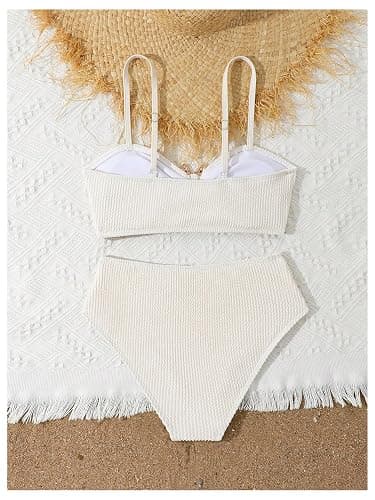 RoseSeek Girl's 2 Piece Starfish Swimsuits Metal Decor Cute Bikini Sets | Padded, Wireless, Textured, Spaghetti Strap, Bathing Suits, Beachwear, Beach, Summer, Vacation thumbnail 2