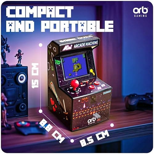 Mini Arcade Machine, 240 Built-In 8-Bit Games, 2.5” Full Colour Screen, 8-Way Joystick, Handheld Retro Games Console – Orb Gaming by ThumbsUp! thumbnail 5