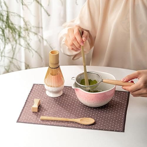 Veraelle Matcha Whisk Set, Handcrafted Crystalline Glaze Matcha Set, 8 Pcs Matcha Kit Includes Matcha Bowl, Whisk with Holder, Bamboo Scoop & Spoon, Sifter and Tea Towel, Ceremonial Matcha Tea Set thumbnail 2