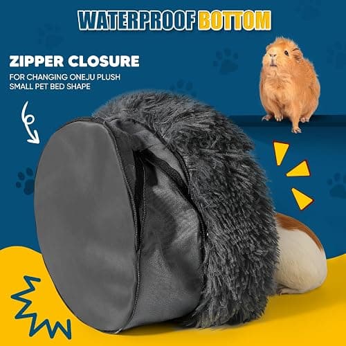 ONEJU Plush Guinea Pig Bed - Plush Guinea Pig Hideout, Removable Cushioned Pillow, Super Cozy, Ideal Burrowing Bed for Small Pets, Dark Gray thumbnail 3