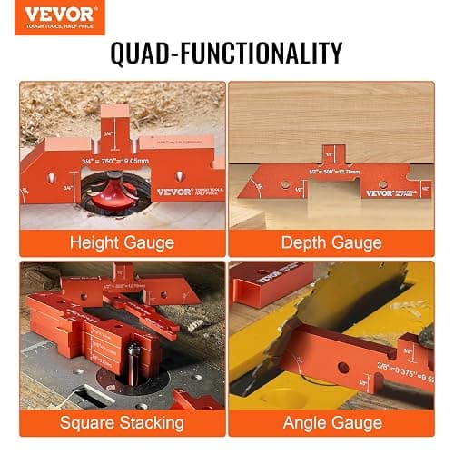 VEVOR Router Table Setup Bars, 14 pcs, Precision Aluminum Setup Blocks Height Gauge Set, with Laser Engraved Size Markings Storage Case, Measuring Depth Height Angle, for Router Table Saw Accessories thumbnail 3