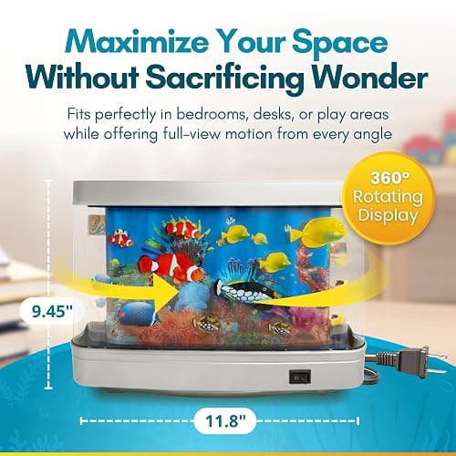 Linda’s Essentials Fake Fish Tank for Kids and Adults, Fake Aquarium Decorative Lamp, Artificial Fish Tank with Moving Fishes, Artificial Aquarium Night Light, Plug in Moving Lamp thumbnail 2