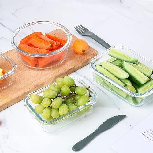 KOMUEE 24 Pieces Glass Food Storage Containers Set,Meal Prep Containers-Stackable Airtight Glass Storage Containers with lids,Freezer, Microwave, Oven Safe,Gray thumbnail 2