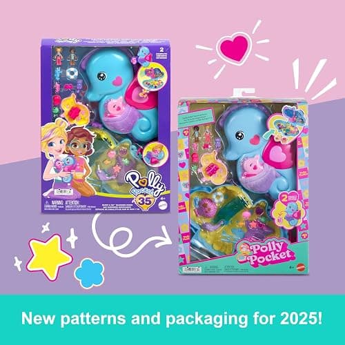 Polly Pocket Dolls & Playset with Pets & 13 Accessories, 2-in-1 Daddy & Me Seahorse Wearable Purse & Animal Toy, Starring Shani (Amazon Exclusive) thumbnail 7