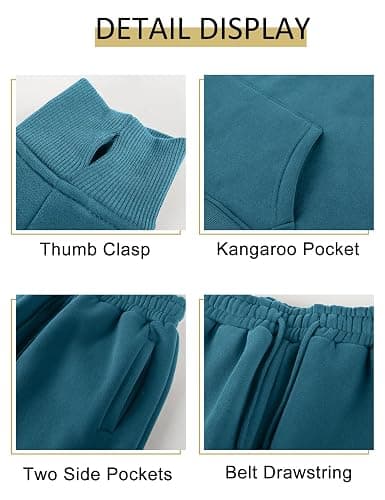 Kissonic Women's Fleece Jogger Sets 2 Pieces Sweatsuits Outfits Crop Top Hoodies Jogger Pants thumbnail 6