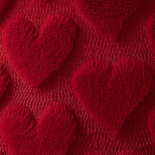 DFXSZ Valentines Pillow Covers 20x20 inch Set of 2 Valentines Day Decoration Red Heart Soft Plush Faux Fur Jacquard Throw Pillows for Bedroom Sofa Holiday Festivals Home Decor PTK017A20 thumbnail 4