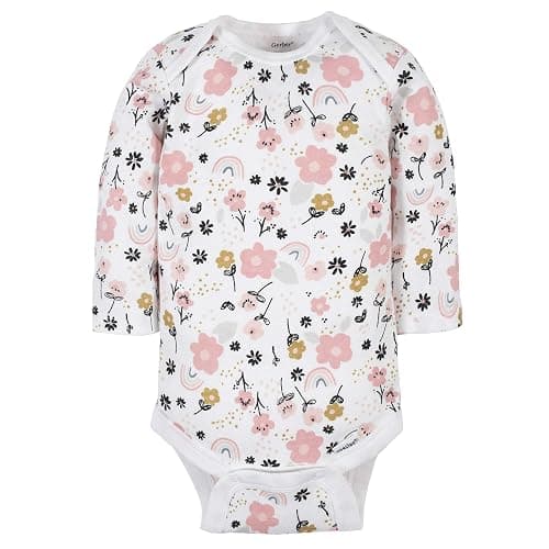 Gerber Baby Girls' 6-Pack Long-Sleeve Onesies Bodysuits - Bear Pink - 3-6 Months thumbnail 4